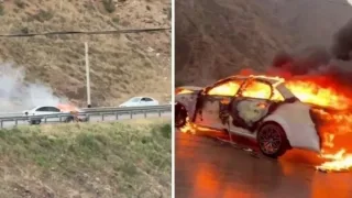 Qamchiq dovonida harakatlanayotgan Lacetti avtomobili yonib ketdi