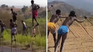Efiopiyalik yoshlarning qoziq oyoqda yurishi qanday maqsadga xizmat qiladi