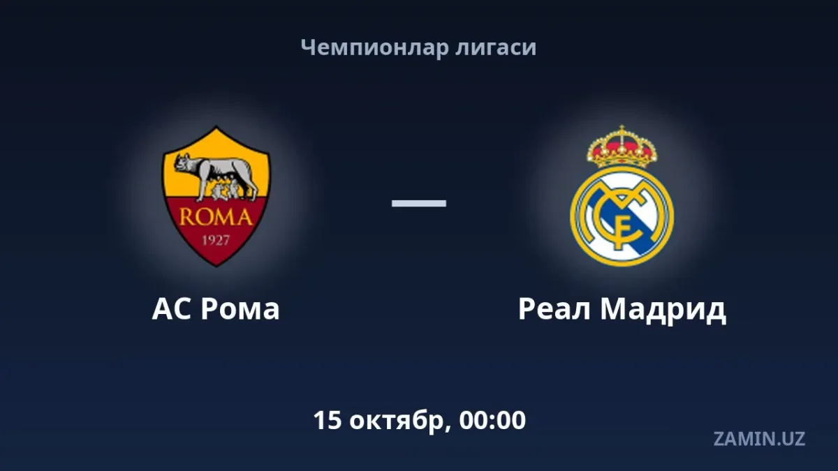 Roma va Real Madrid jamoalari o‘rtasidagi bahs tafsilotlari
