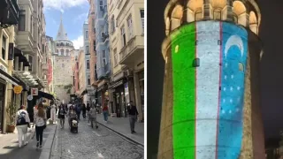 Istanbuldagi Galata minorasida O‘zbekiston bayrog‘i aks ettirildi