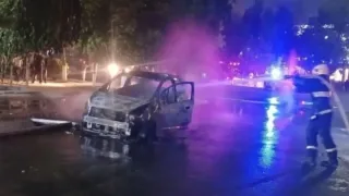 Andijon shahrida harakatlanayotgan Spark avtomobili yonib ketdi