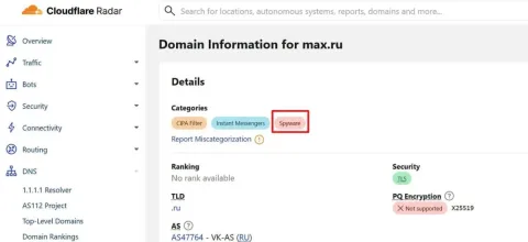 Cloudflare Rossiyaning «Max» ilovasini josuslik dasturi deb topdi