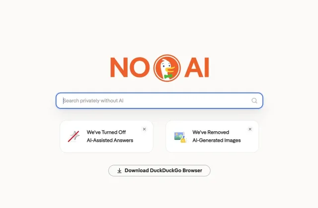 DuckDuckGo suniy intellektsiz qidiruv tizimidan foydalanishni osonlashtirdi