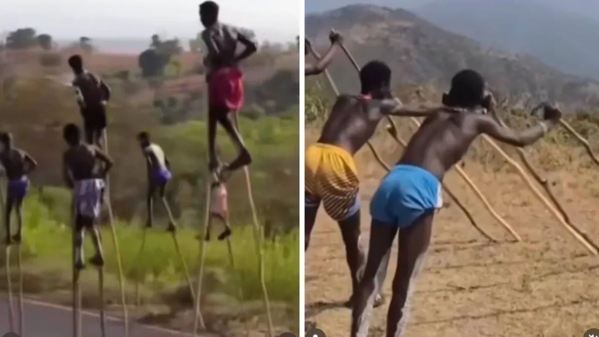 Efiopiyalik yoshlarning qoziq oyoqda yurishi qanday maqsadga xizmat qiladi