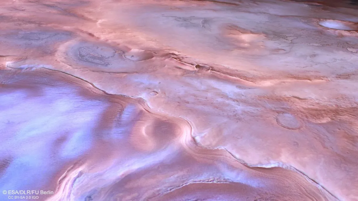 Mars Express Qizil sayyora janubiy qutbidagi noyob hududni suratga oldi