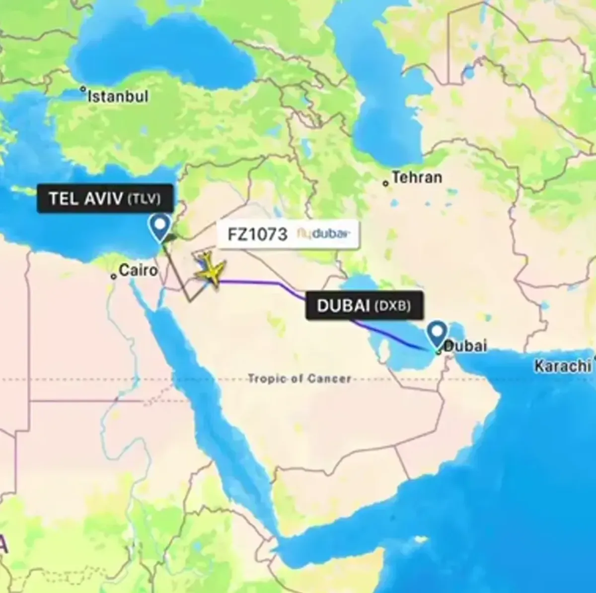 Dubaydan Tel-Avivga uchayotgan samolyot Saudiyaga favqulodda qo‘ndi