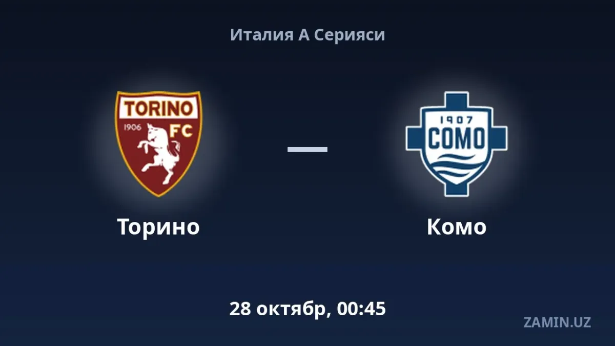 Torino va Komo bahsi tarkiblar va jonli matnli translyatsiya