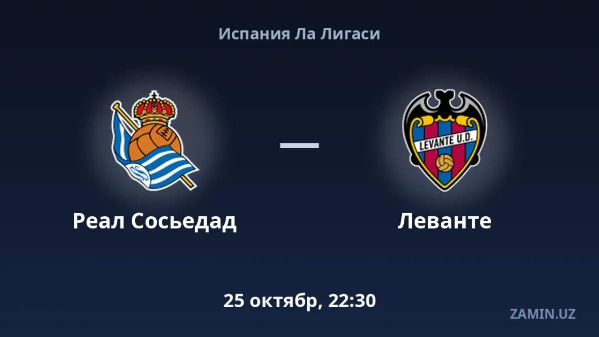 Real Sosedad va Levante jamoalarining bugungi tarkiblari ma’lum bo‘ldi