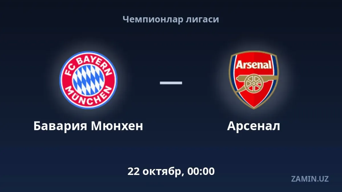 Bavariya va Arsenal o‘rtasidagi bahs tarkiblari va jonli translyatsiya