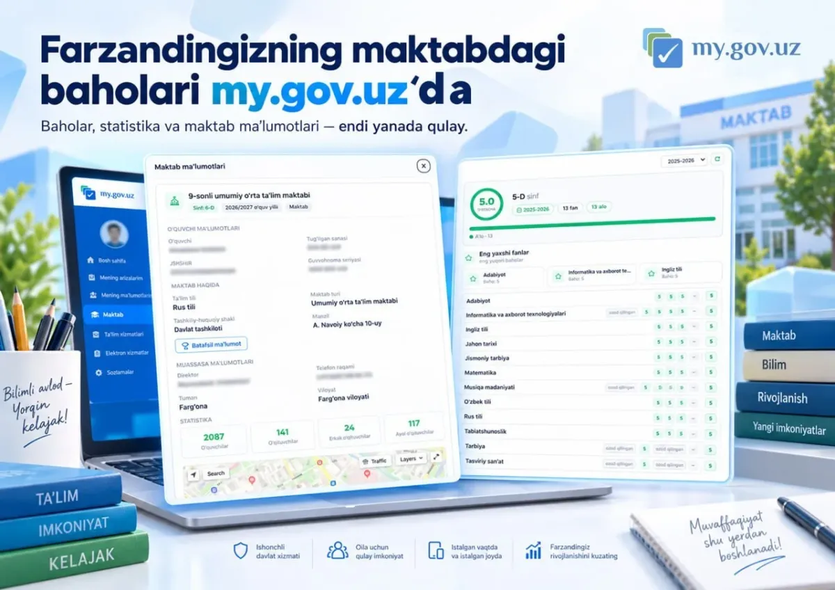 Ota-onalar farzandlarining baholarini onlayn kuzatib borishlari mumkin