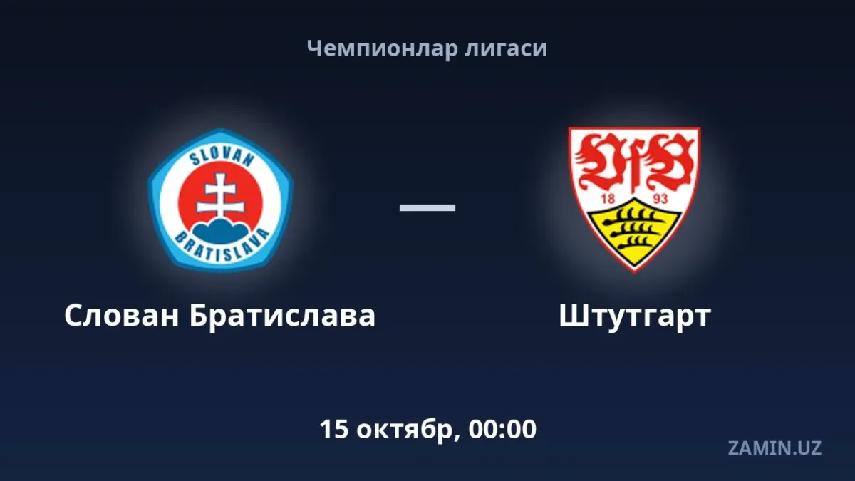 Slovan Bratislava va Shtutgart uchrashuvi tarkiblari hamda jonli translyatsiyasi
