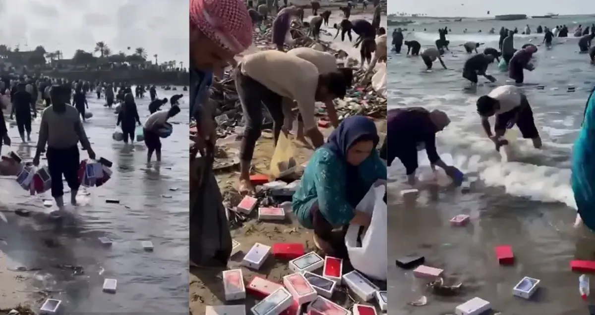 Hurmuz bo‘g‘ozida cho‘kkan kemadan so‘ng qirg‘oqqa iPhone yuvilib chiqdi