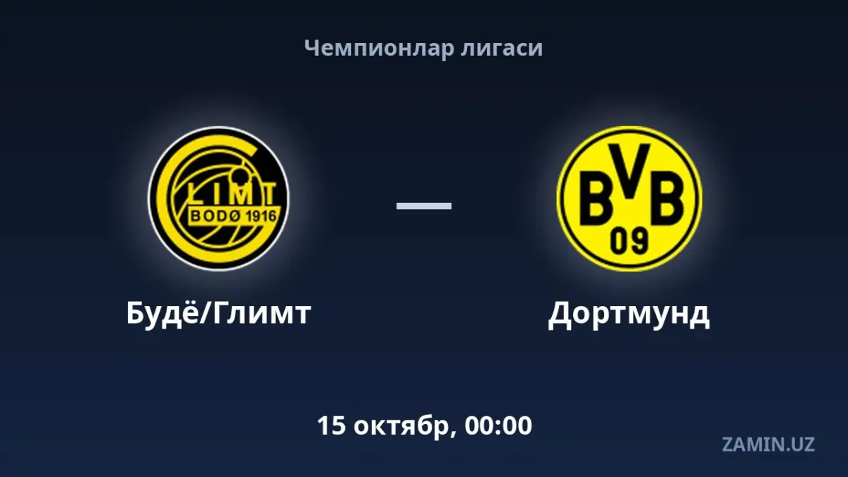 Budyo Glimt va Dortmund uchrashuvi tarkiblari va jonli translyatsiya