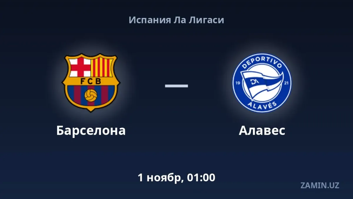 Barselona va Alaves uchrashuvi tarkiblari va jonli matnli translyatsiya